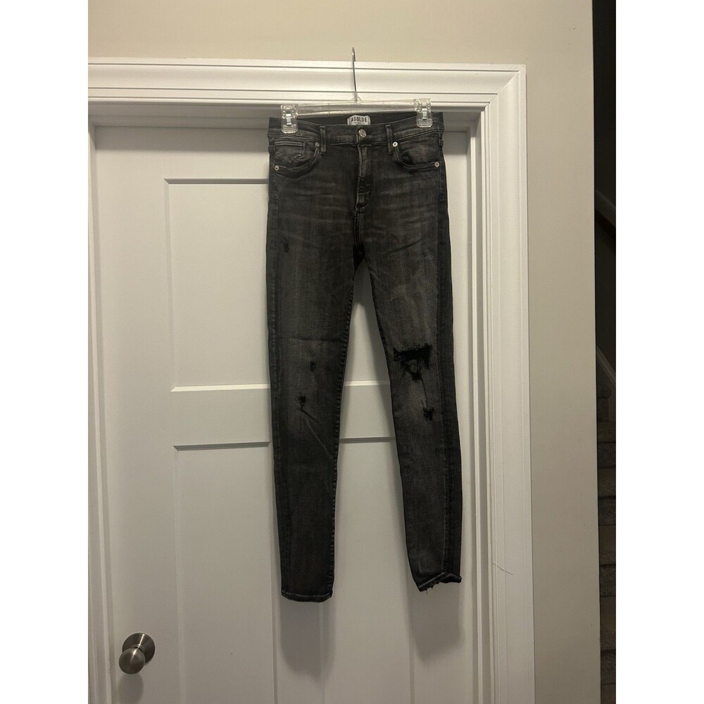 Agolde Jeans Women Size 27 Hi Rise Skinny Black Distressed Stretch Denim Grunge